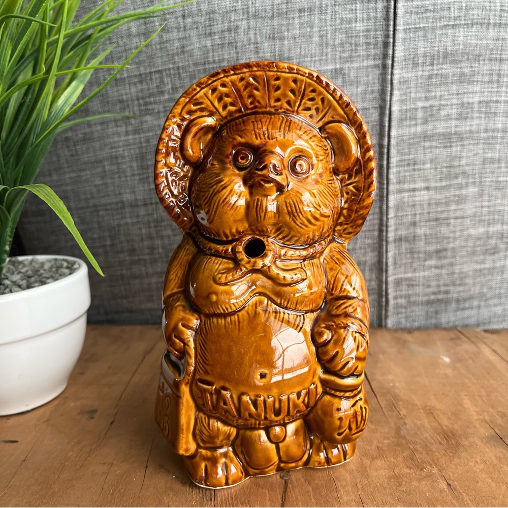 Tanuki Drinking Mug Japanese Ceramic Vintage  Raccoon Tiki Barware